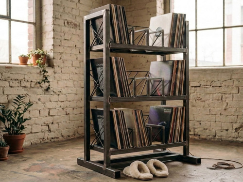 Industrial Vinyl Rack – Masívny oceľový stojan