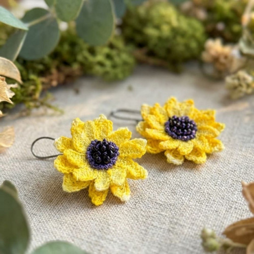 Visací náušnice Osteospermum žlutá