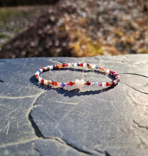 Spinel*srdíčko perleť*zlacené Ag*náramek
