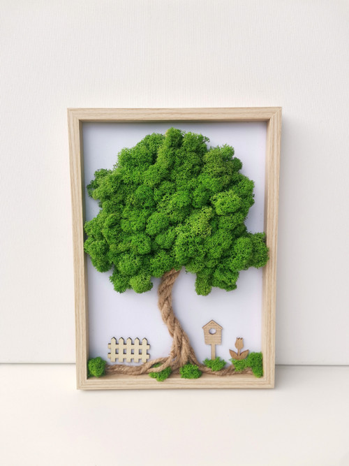 Mechový obrázek, strom 20x30cm