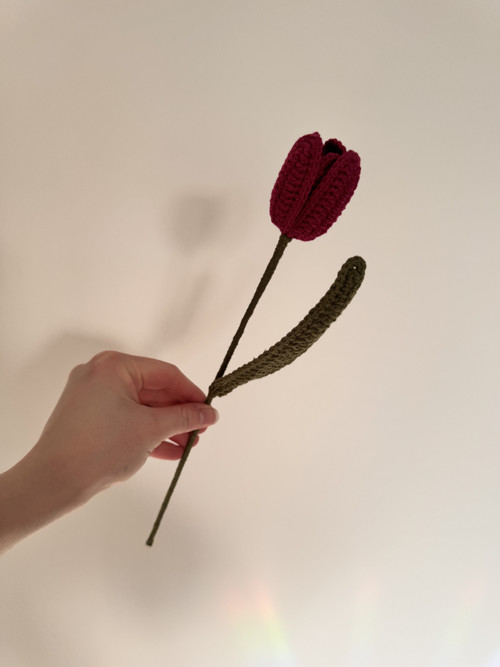 Nevadnoucí háčkovaný jarní květina tulipán