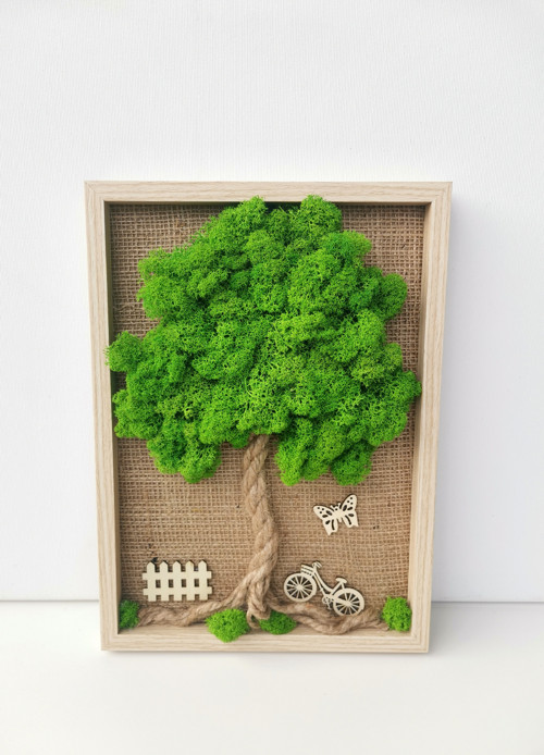 Mechový obrázek, strom 20x30cm
