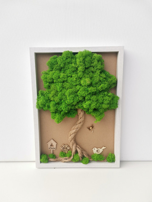 Mechový obrázek, strom 20x30cm