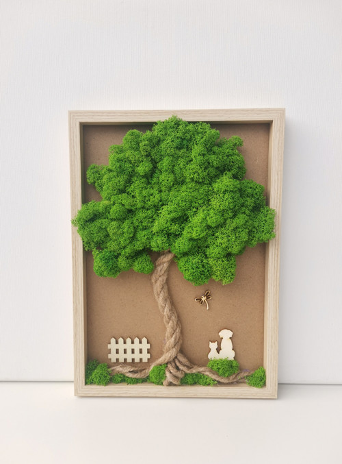 Mechový obrázek, strom 20x30cm