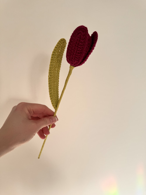 Nevadnoucí háčkovaný jarní květina tulipán