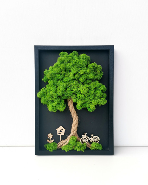 Mechový obrázek, strom 20x30cm — foto 1