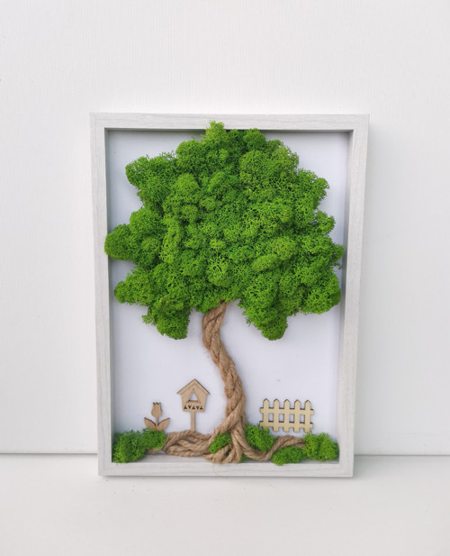 Mechový obrázek, strom 20x30cm