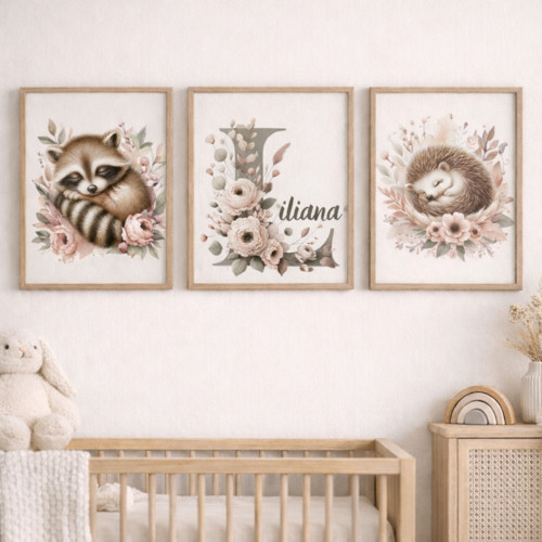 Boho holčičí plakáty – lesní zvířátka