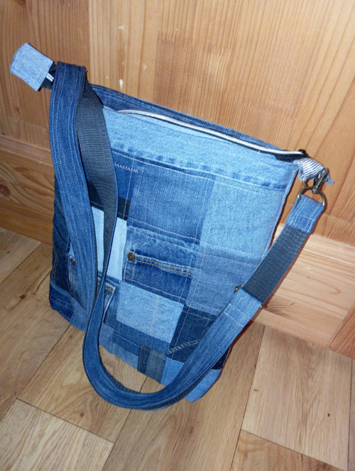 Recydžínovka crossbody kostičková