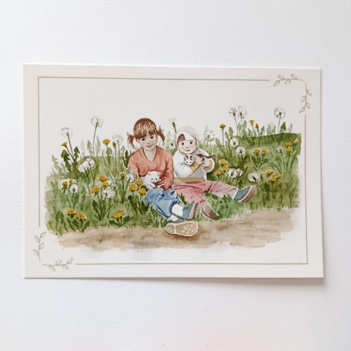 Jarní pohlednice - koťátka