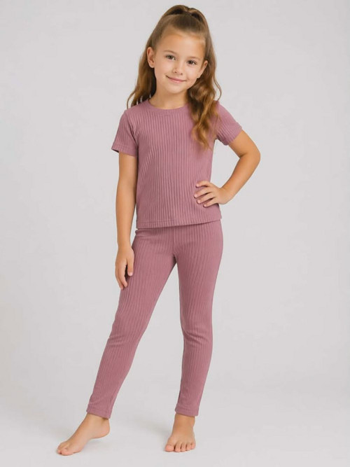 Žebrovaný komplet mauve vel. 122