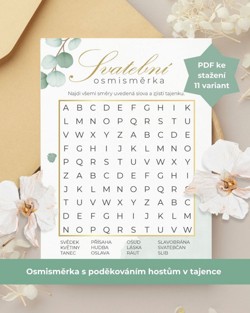 PDF - Svatební osmisměrka s poděkováním hostům