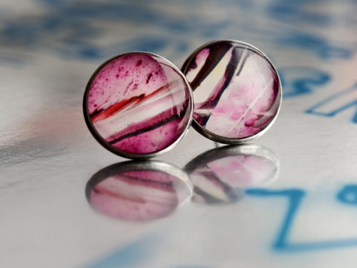 Puzetové náušnice "růžový akryl" /12mm