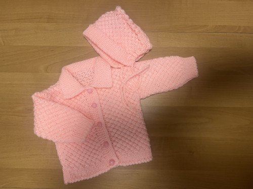 Soupravička, svetřík + čepička, růžová