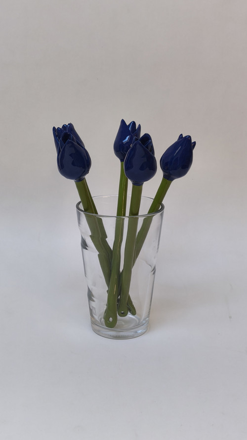 Keramický tulipán - modrý