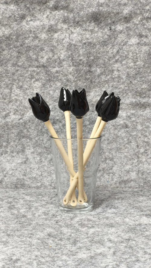 Keramický tulipán - černý