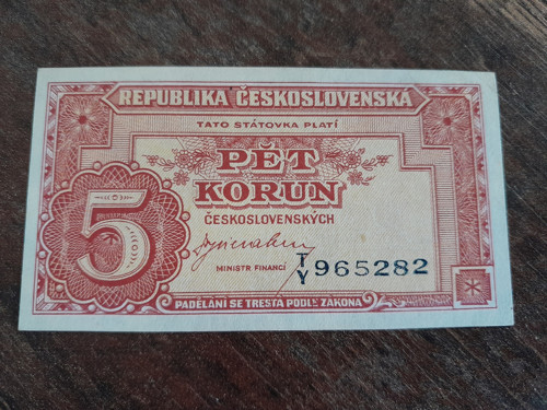 5 korun 1945 edice Londýn