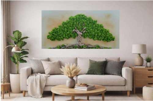 Živý mechový obraz, strom 60x120cm