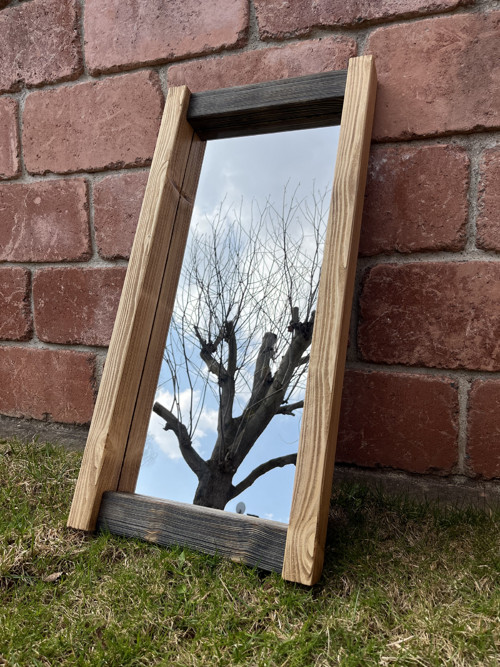 Zrcadlo v dřevěném rámu 40x80cm - dvoubarevný vosk
