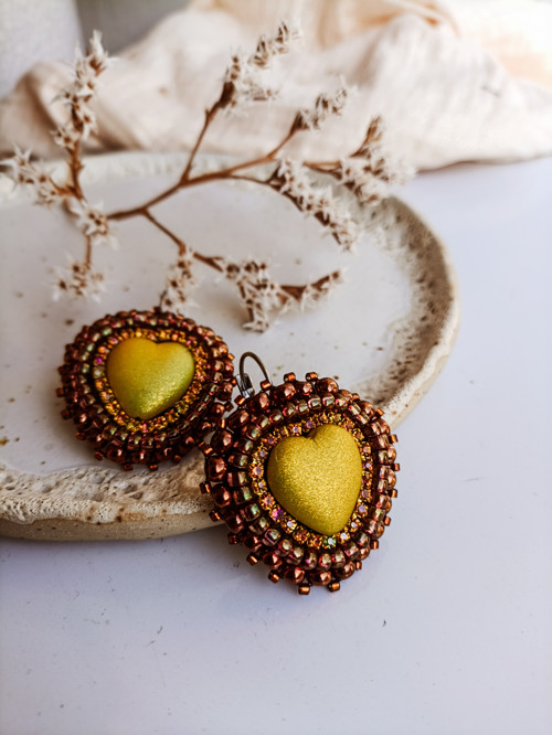 Mexican hearts n.8 - vyšívané náušnice