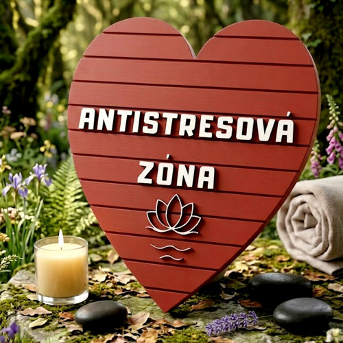 Dřevěné srdce „Antistresová zóna“ lotosový květ
