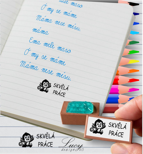 Školní textové razítko Skvělá práce