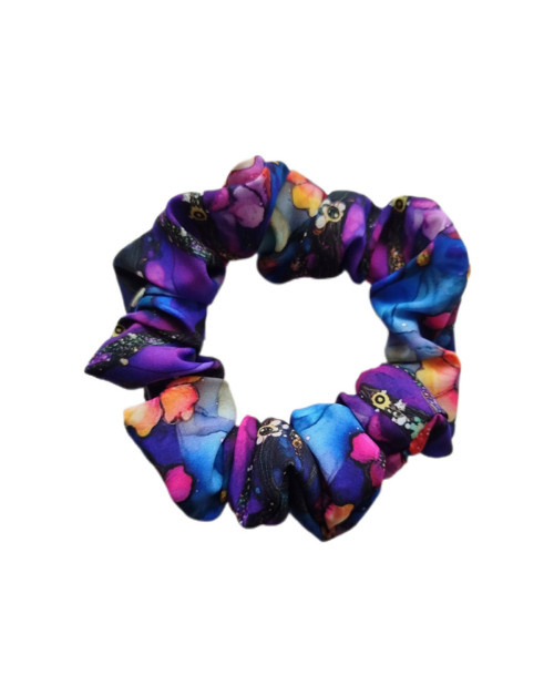 Gini HEDVÁBNÁ scrunchie S Midnight flower