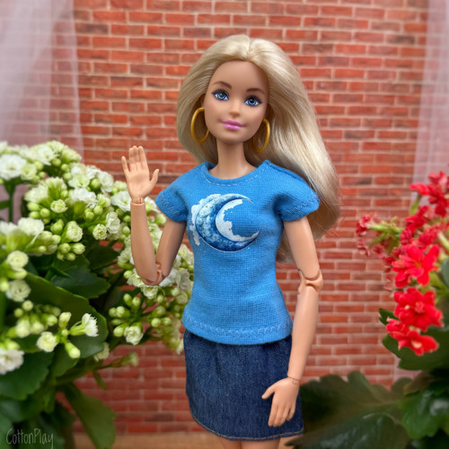 Měsíc - tričko pro Barbie, modré — foto 1