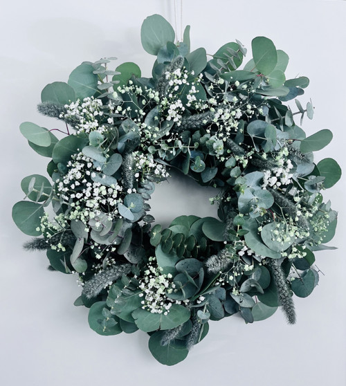 Eukalyptový věnec s gypsophilou — foto 1