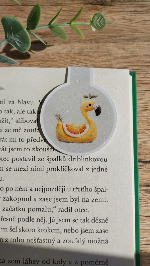 Papírová magnetická záložka - Žlutý plameňák