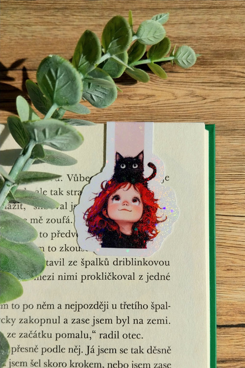 Magnetická záložka - Holka s kočkou 2