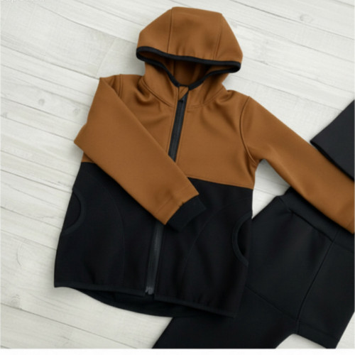 Softshell bunda dětská černá/skořice s fleecem