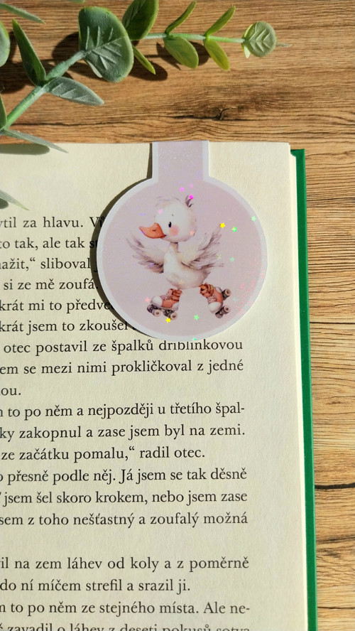 Papírová magnetická záložka - Hus na bruslích