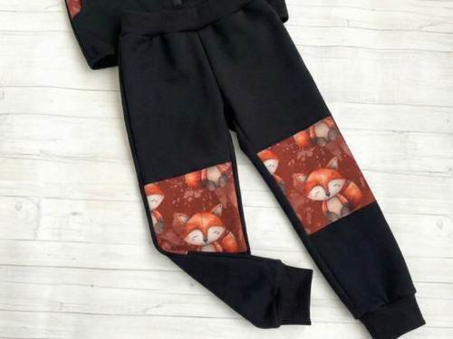 Softshell kalhoty podzim Lišky černá fleece — foto 1