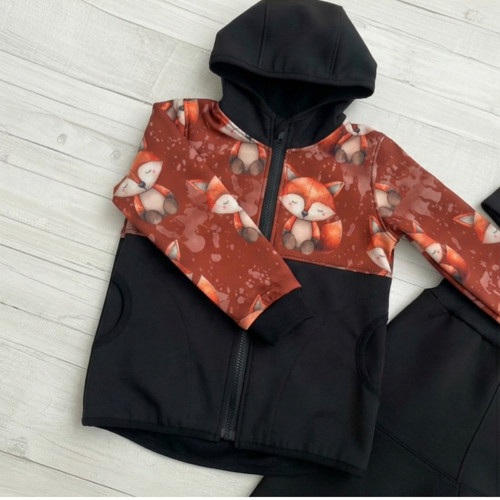 Softshell bunda dětská Lišky černá s fleecem — foto 1