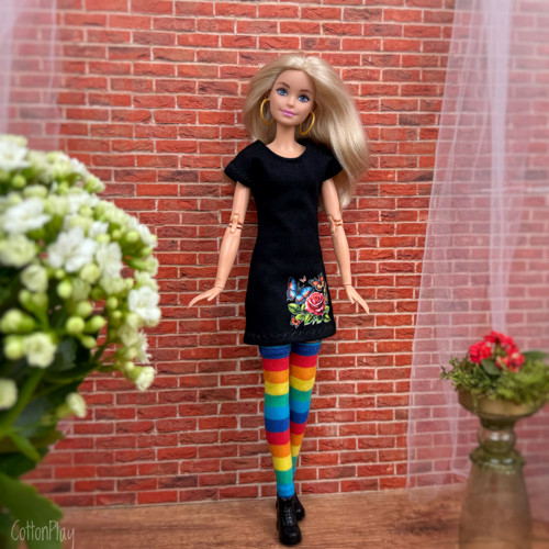 Návleky - nadkolenky pro Barbie - barevné proužky