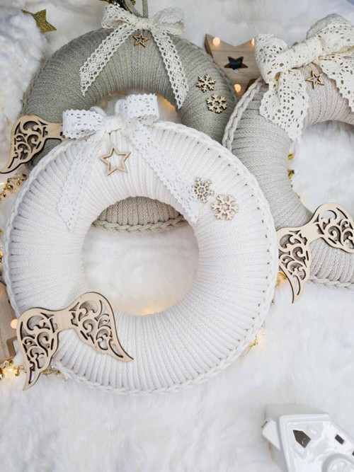 Věnec macramé s andělskými křídly č.2 Natural