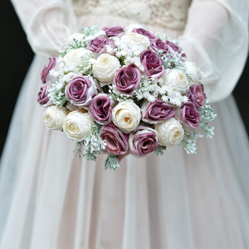 Svatební kytice Vintage roses se stuhou