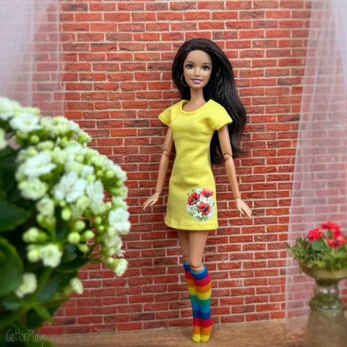 Podkolenky pro Barbie - barevné proužky