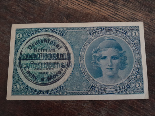 1 koruna 1938/40 protektorát