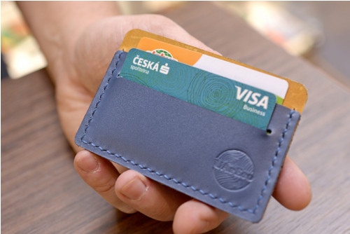 Card-holder Slim. Kůže"Cr.Horse/Kaiser"žlutá/modrá