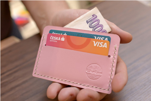 Card-holder Slim. Kůže "Kaiser" růžová