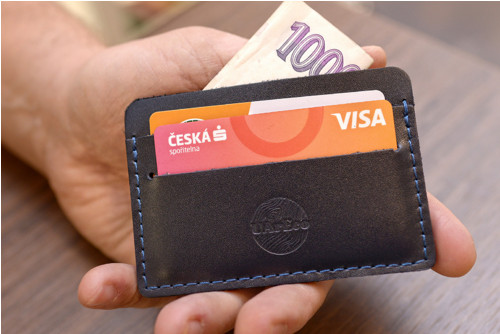 Card-holder Slim. Kůže "Kaiser" tm.modrá