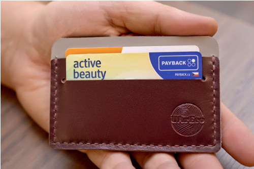 Card-holder Slim. Kůže "Kaiser" šedá/vínová