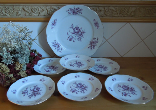 Sada krásných servírovacích porcelánových talířů
