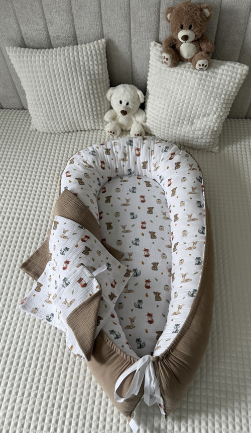 Hnízdečko pro miminko - mušelín - zvířátka (set)