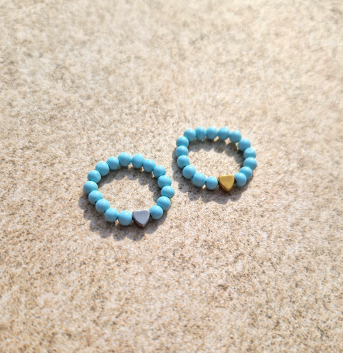 Přírodní výběrový larimar*srdce*ocel*prsten