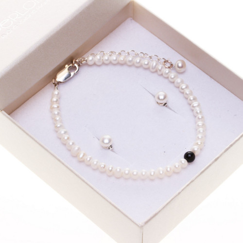 Perlový set Pearl & Onyx, Ag 925