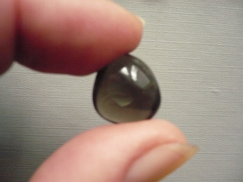 Trom. kámen - obsidián kouřový 17 mm, č.16f