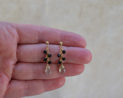 Zemělásky, prehnit, spinel, gold filled, náušnice — foto 1